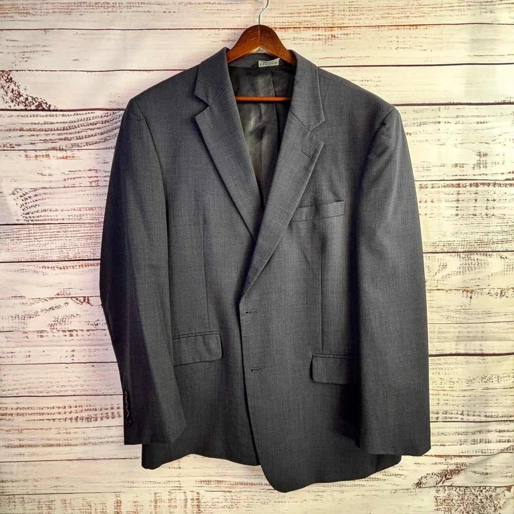 Blazer Jos. A. Bank 44R Charcoal Gray 100% Wool Two Button Single Vent Jacket